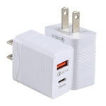 LZ-728 QC 3.0 USB + PD 20W USB-C / Type-C快速旅行充電器，美國插頭，美國插頭