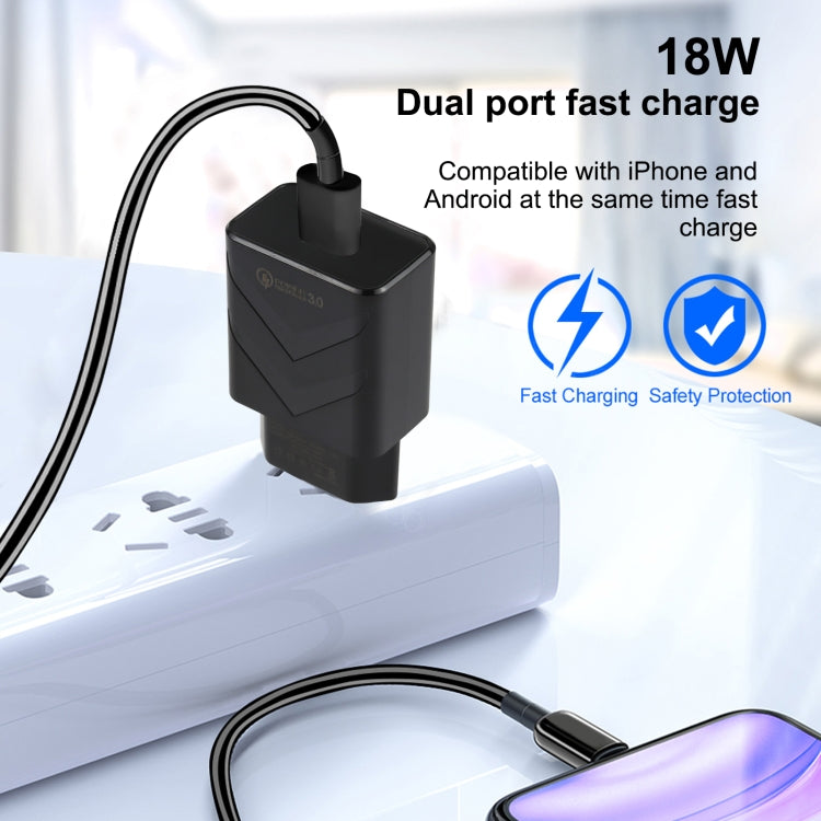 LZ-715 18W QC3.0 USB單埠快速旅行充電器，歐洲插頭，歐洲插頭
