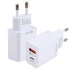 LZ-728 QC 3.0 USB + PD 20W USB-C / Type-C 快速旅行充電器，歐洲插頭，歐洲插頭