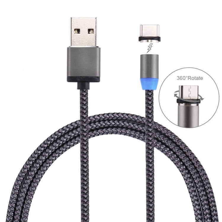 360 度旋轉 1 米編織風格 USB-C / Type-C 至 USB 2.0 強力磁吸充電線帶 LED 指示燈