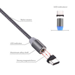 360 度旋轉 1 米編織風格 USB-C / Type-C 至 USB 2.0 強力磁吸充電線帶 LED 指示燈