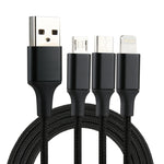 2A 1.2m 3合1 USB轉8 Pin & USB-C / Type-C & Micro USB 尼龍編織充電線