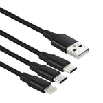 2A 1.2m 3合1 USB轉8 Pin & USB-C / Type-C & Micro USB 尼龍編織充電線