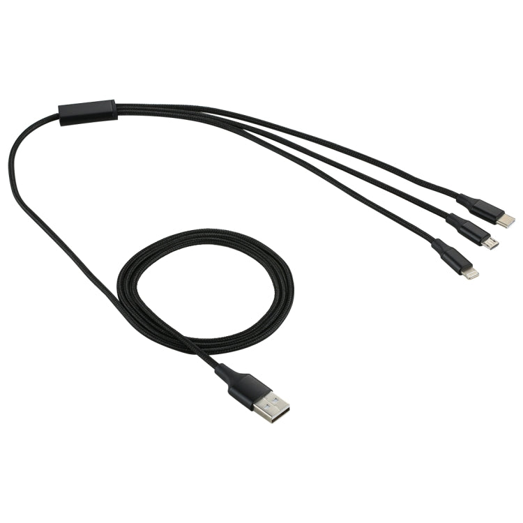 2A 1.2m 3合1 USB轉8 Pin & USB-C / Type-C & Micro USB 尼龍編織充電線