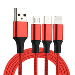 2A 1.2m 3合1 USB轉8 Pin & USB-C / Type-C & Micro USB 尼龍編織充電線