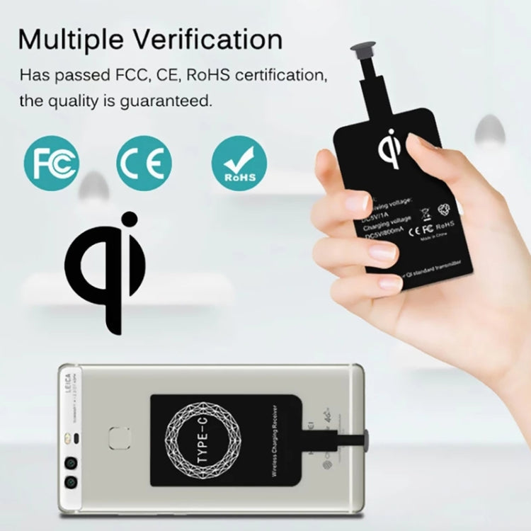 5V 800mA Qi 標準無線充電接收器，帶 USB-C / Type-C 接口，適用於 Type-C 手機