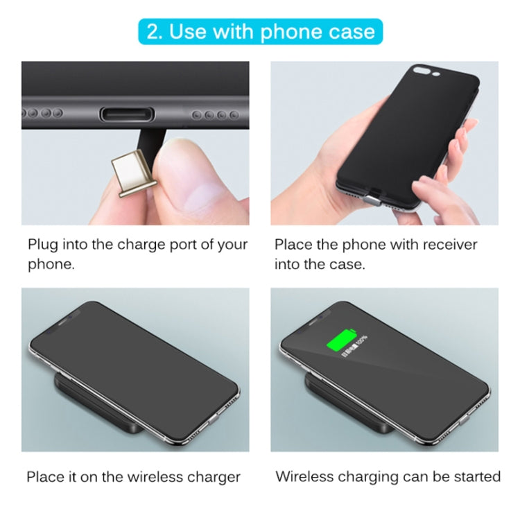 5V 800mA Qi 標準無線充電接收器，帶 USB-C / Type-C 接口，適用於 Type-C 手機