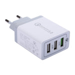 XHF30W 3埠QC3.0 USB快速充電牆充，歐洲插頭，歐洲插頭