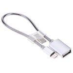 24cm 2A Micro USB 對 USB 鋁合金軟管 OTG 轉接器數據充電線，帶 USB-C / Type-C 連接器