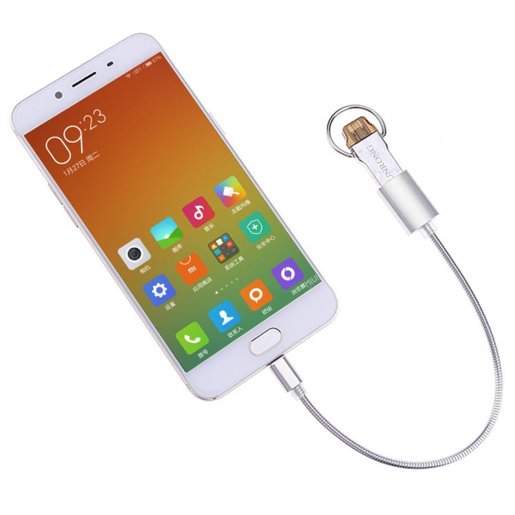 24cm 2A Micro USB 對 USB 鋁合金軟管 OTG 轉接器數據充電線，帶 USB-C / Type-C 連接器