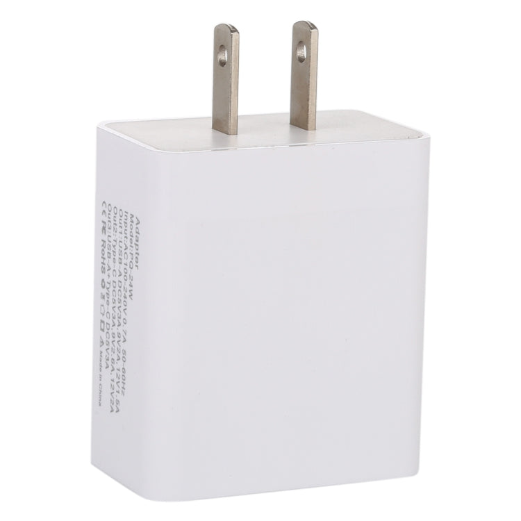 24W PD + QC3.0快速充電器電源適配器，美規插頭，24W美規插頭