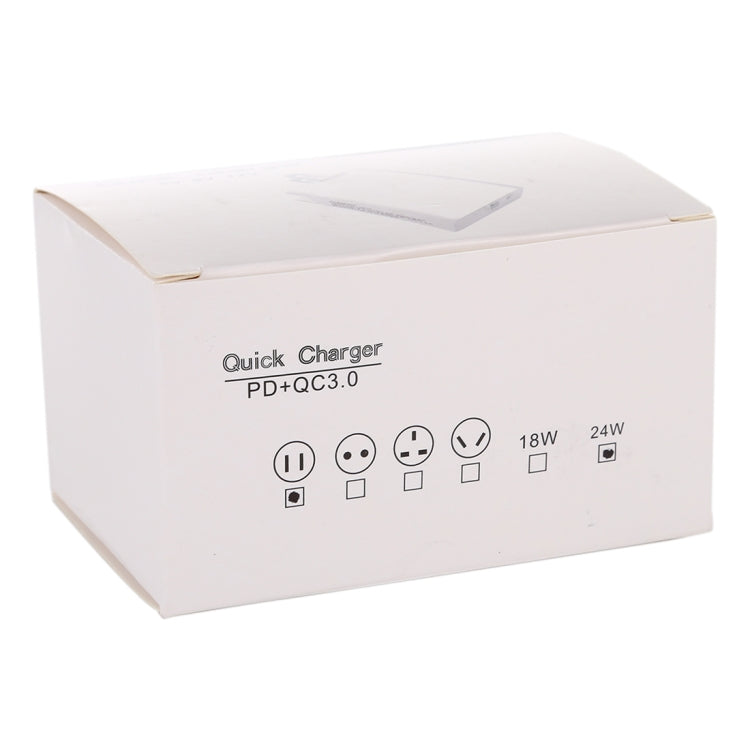 24W PD + QC3.0快速充電器電源適配器，美規插頭，24W美規插頭