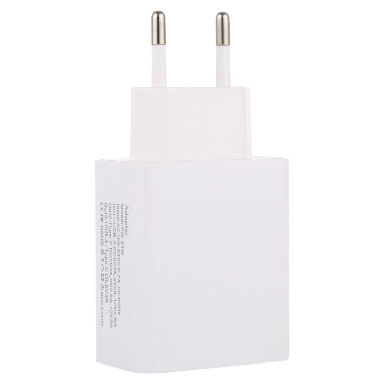 24W PD + QC3.0 快充電源轉接插頭 EU 插頭，24W EU 插頭
