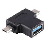 多功能 USB 3.0 母頭與 USB-C / Type-C 公頭及 Micro USB 公頭 T 形 OTG 轉接器
