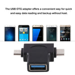 多功能 USB 3.0 母頭與 USB-C / Type-C 公頭及 Micro USB 公頭 T 形 OTG 轉接器