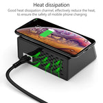 X9 9 合 1 QC 3.0 USB 介面 + 6 USB 埠 + PD 65W 埠 + QI 無線快速充電多功能充電器，帶 LED 顯示，X9