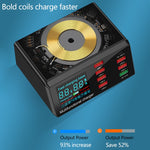 X9 9 合 1 QC 3.0 USB 介面 + 6 USB 埠 + PD 65W 埠 + QI 無線快速充電多功能充電器，帶 LED 顯示，X9