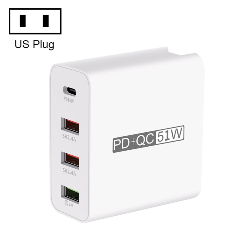 WLX-A6 四埠快速充電 USB 旅行充電器電源適配器，美規插頭