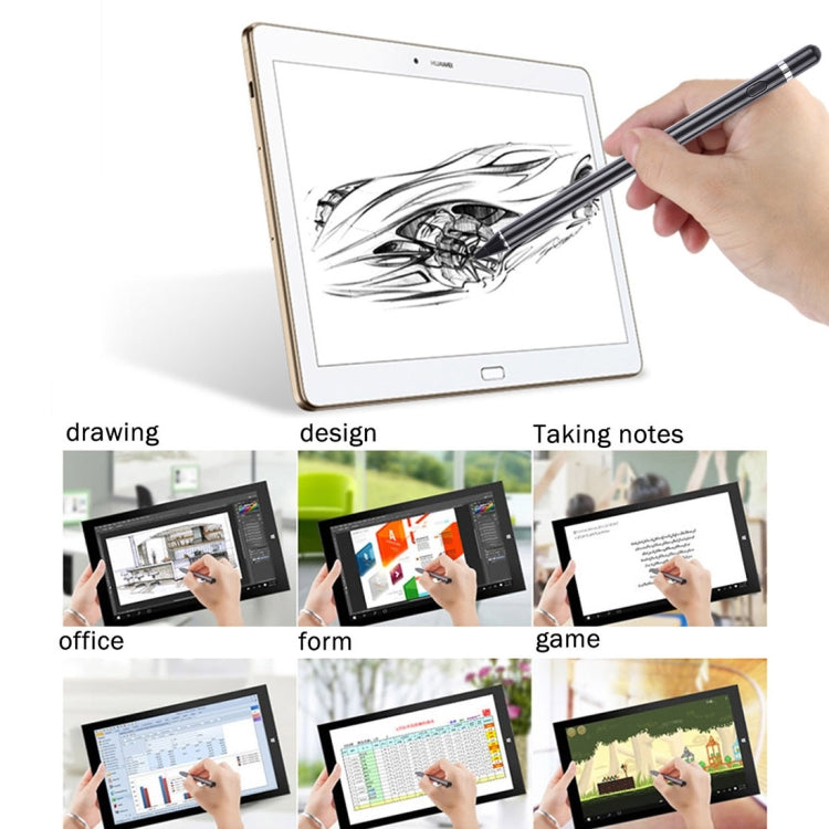 長款通用可充電電容式觸控筆，配備 2.3mm 超細金屬筆尖，適用於 iPhone、iPad、Samsung 及其他電容式觸控螢幕智慧型手機或平板電腦