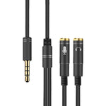 2合1 3.5mm公轉雙3.5mm母TPE高彈性音頻線分接器，線長：32cm