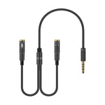 2合1 3.5mm公轉雙3.5mm母TPE高彈性音頻線分接器，線長：32cm