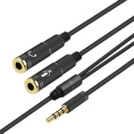 2合1 3.5mm公轉雙3.5mm母TPE高彈性音頻線分接器，線長：32cm