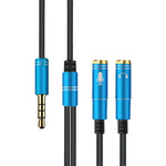 2合1 3.5mm公轉雙3.5mm母TPE高彈性音頻線分接器，線長：32cm