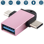 USB 3.0 母頭轉 USB-C / Type-C 公頭 + Micro USB 公頭多功能 OTG 轉接器，附掛繩孔