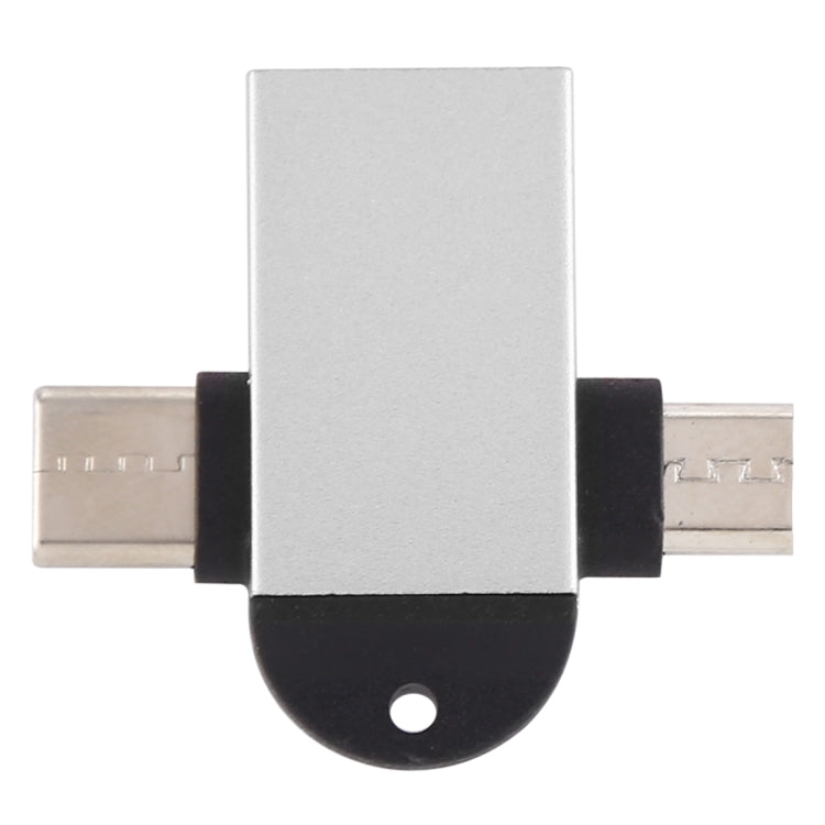 USB 3.0 母頭轉 USB-C / Type-C 公頭 + Micro USB 公頭多功能 OTG 轉接器，附掛繩孔