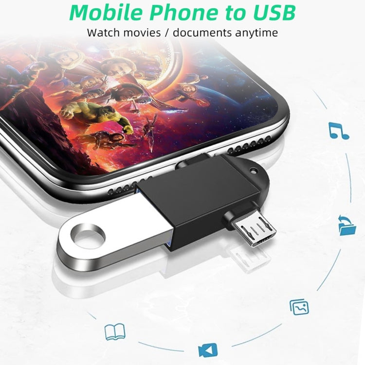 USB 3.0 母頭轉 USB-C / Type-C 公頭 + Micro USB 公頭多功能 OTG 轉接器，附掛繩孔