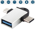 USB 3.0 母頭轉 USB-C / Type-C 公頭 + Micro USB 公頭多功能 OTG 轉接器，附掛繩孔