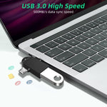 USB 3.0 母頭轉 USB-C / Type-C 公頭 + Micro USB 公頭多功能 OTG 轉接器，附掛繩孔