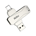 Netac U782C 128GB USB-C / Type-C + USB 3.0 360度旋轉鋅合金隨身碟OTG U盤，128GB
