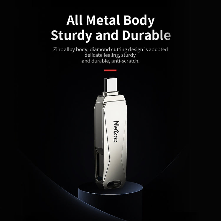 Netac U782C 128GB USB-C / Type-C + USB 3.0 360度旋轉鋅合金隨身碟OTG U盤，128GB