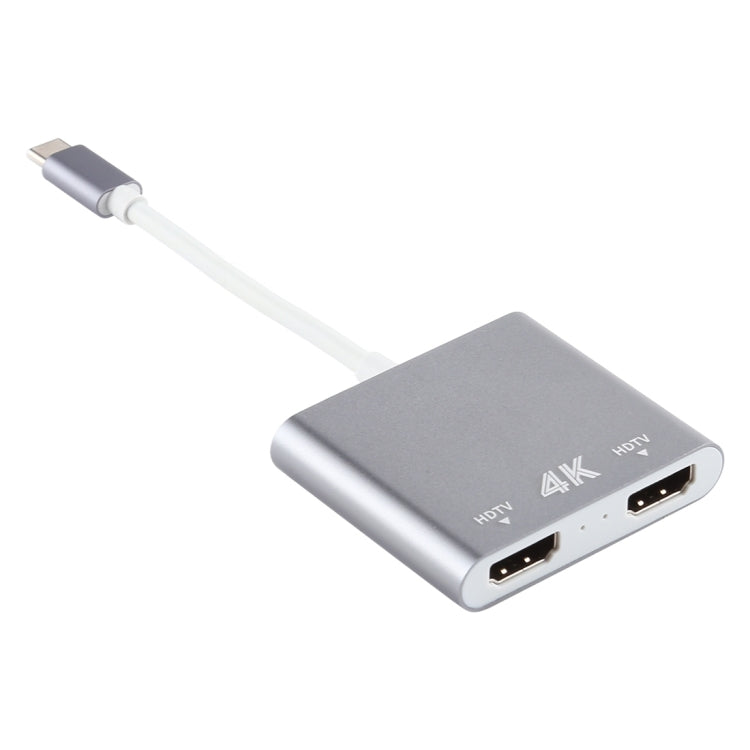 4K超高清雙HDMI介面輸出轉USB-C / Type-C轉接器，9175B