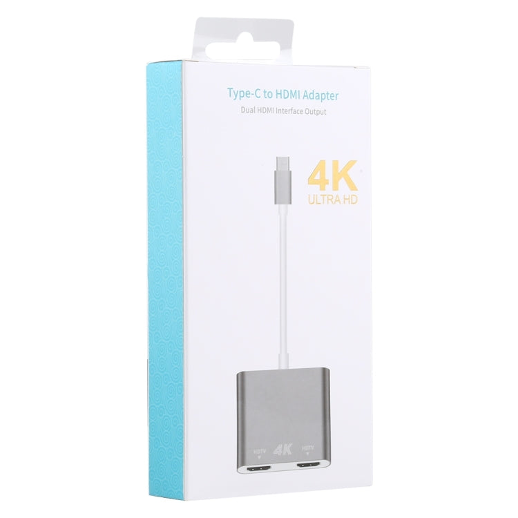 4K超高清雙HDMI介面輸出轉USB-C / Type-C轉接器，9175B