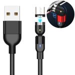2m 2A 輸出 USB 轉 Micro USB 尼龍編織旋轉磁吸充電線，2m Micro USB