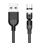 2m 2A 輸出 USB 轉 Micro USB 尼龍編織旋轉磁吸充電線，2m Micro USB