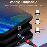 2m 2A 輸出 USB 轉 Micro USB 尼龍編織旋轉磁吸充電線，2m Micro USB