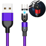2m 2A 輸出 USB 轉 Micro USB 尼龍編織旋轉磁吸充電線，2m Micro USB
