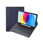適用於 iPad 11 2025 / 第十代 10.9 2022 YA10B-A 羊皮紋理藍牙觸控鍵盤皮革平板保護套，帶筆槽，YA10B-A