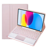 適用於 iPad 11 2025 / 第十代 10.9 2022 YA10B-A 羊皮紋理藍牙觸控鍵盤皮革平板保護套，帶筆槽，YA10B-A