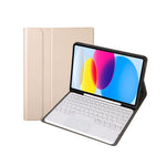 適用於 iPad 11 2025 / 第十代 10.9 2022 YA10B-A 羊皮紋理藍牙觸控鍵盤皮革平板保護套，帶筆槽，YA10B-A