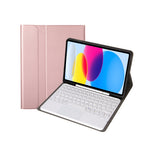 適用於 iPad 11 2025 / 第十代 10.9 2022 YA10B-A 羊皮紋理藍牙觸控鍵盤皮革平板保護套，帶筆槽，YA10B-A