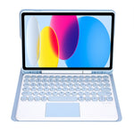 適用於 iPad 11 2025 / 第十代 10.9 2022 YA10B-A 羊皮紋理藍牙觸控鍵盤皮革平板保護套，帶筆槽，YA10B-A