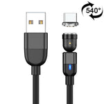 2m 3A 輸出 USB 轉 USB-C / Type-C 540 度旋轉磁吸數據同步充電線，2m Type-C
