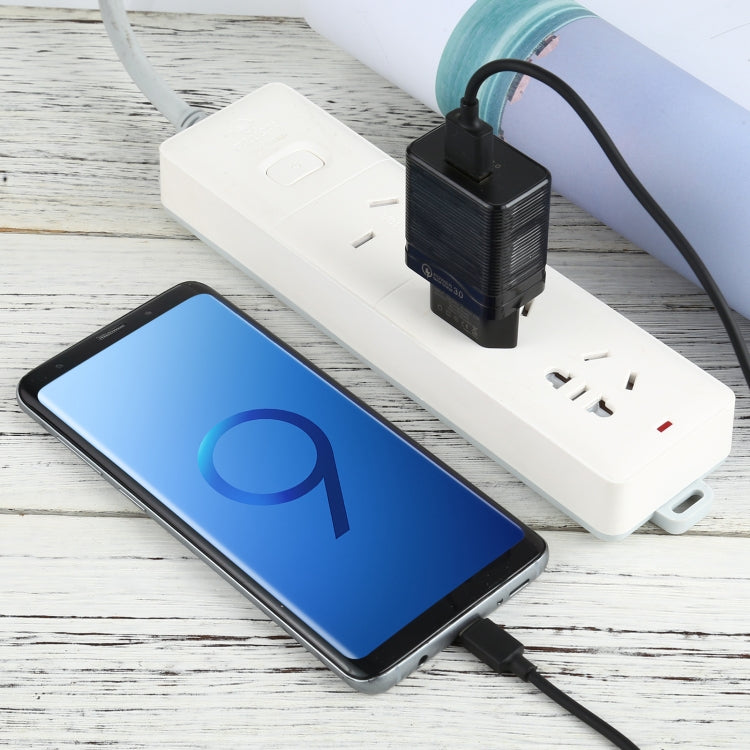 LZ-728 2合1 18W QC 3.0 USB介面旅行充電器 + USB轉USB-C / Type-C數據線套裝，歐洲插頭，線長1米，附USB-C / Type-C線