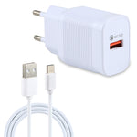 LZ-728 2合1 18W QC 3.0 USB介面旅行充電器 + USB轉USB-C / Type-C數據線套裝，歐洲插頭，線長1米，附USB-C / Type-C線