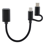 USB 3.0 Female to Micro USB + USB-C / Type-C Male Charging + Transmission OTG Nylon Braided Adapter Cable, Cable Length: 11cm, Micro USB Black, Micro USB Blue, Micro USB Red, Micro USB Silver, Micro USB  White