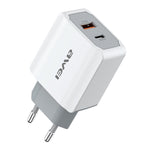 awei PD4 20W PD Type-C + QC 3.0 USB 介面快速充電旅行充電器，附數據線，歐規插頭